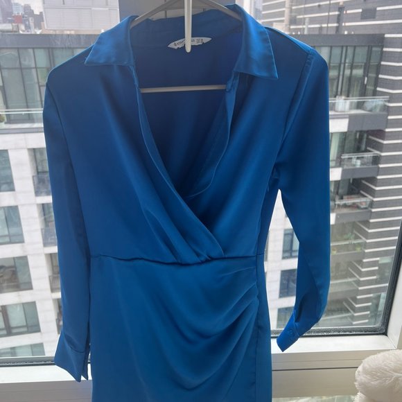Stradivarius Blue Wrapped Satin Dress in XS - Picture 1 of 3